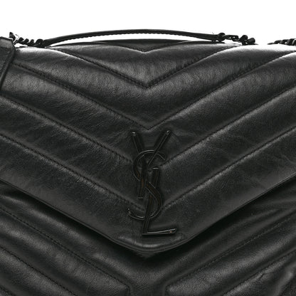 Saint Laurent Calfskin Y Quilted Monogram Monochrome Medium Loulou Chain Satchel Black 5 of 11