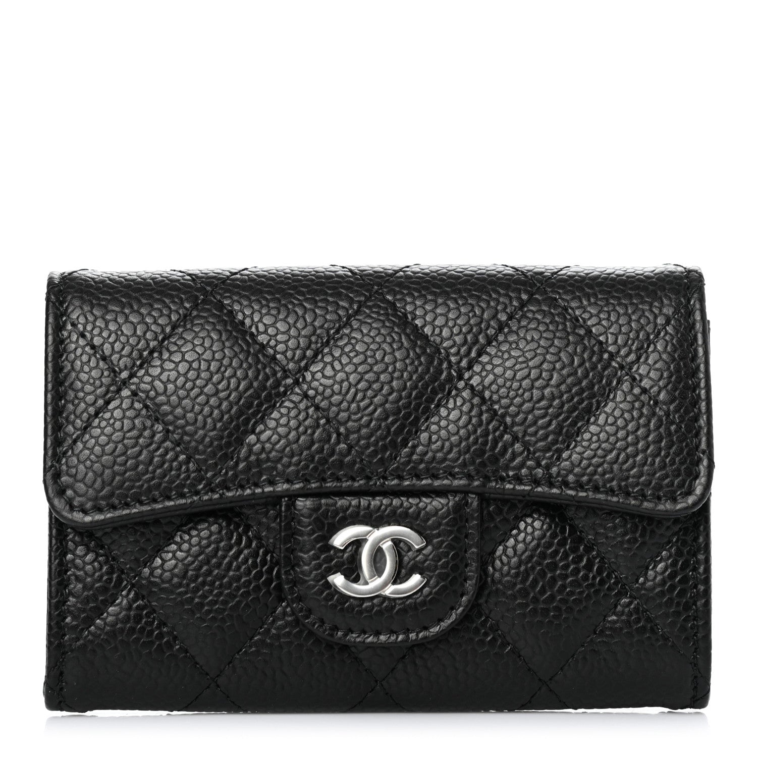 Chanel Caviar Quilted Flap Card Holder Wallet Black 1 of 8