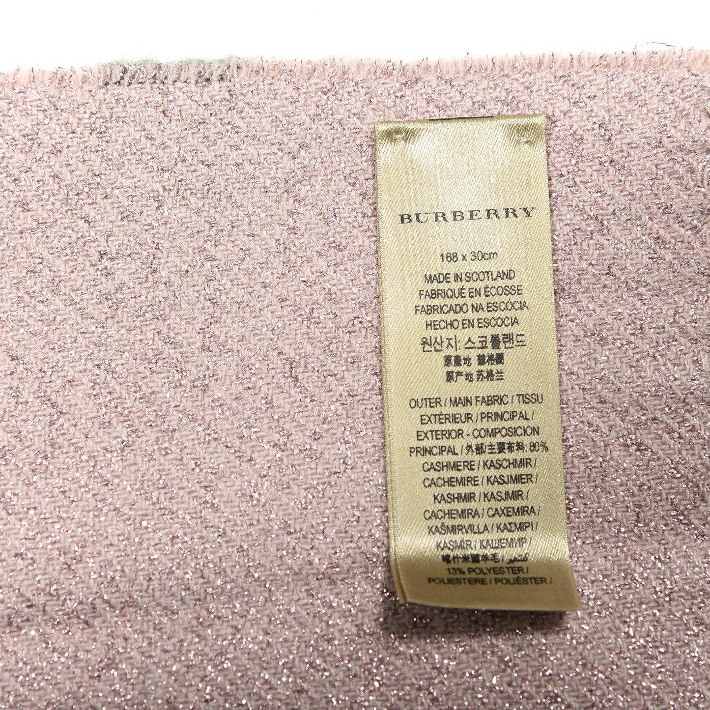 Metallic Polyester Cashmere Giant Check Reversible Fringe Scarf Ash Rose