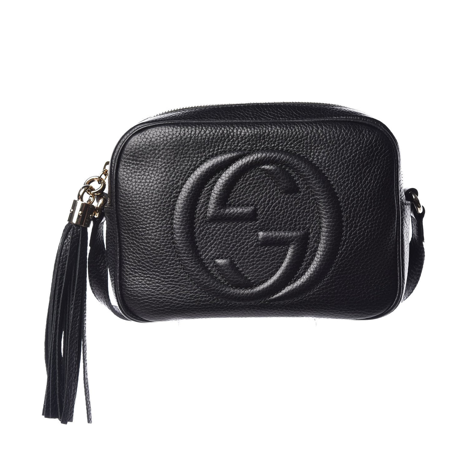 Pebbled Calfskin Small Soho Disco Bag Black