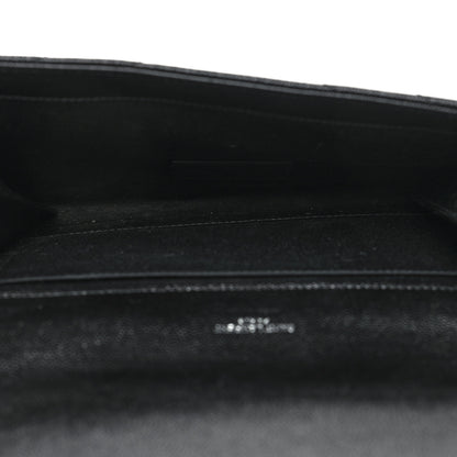 Saint Laurent Grain De Poudre Matelasse Chevron Monogram Envelope Clutch Black 5 of 12