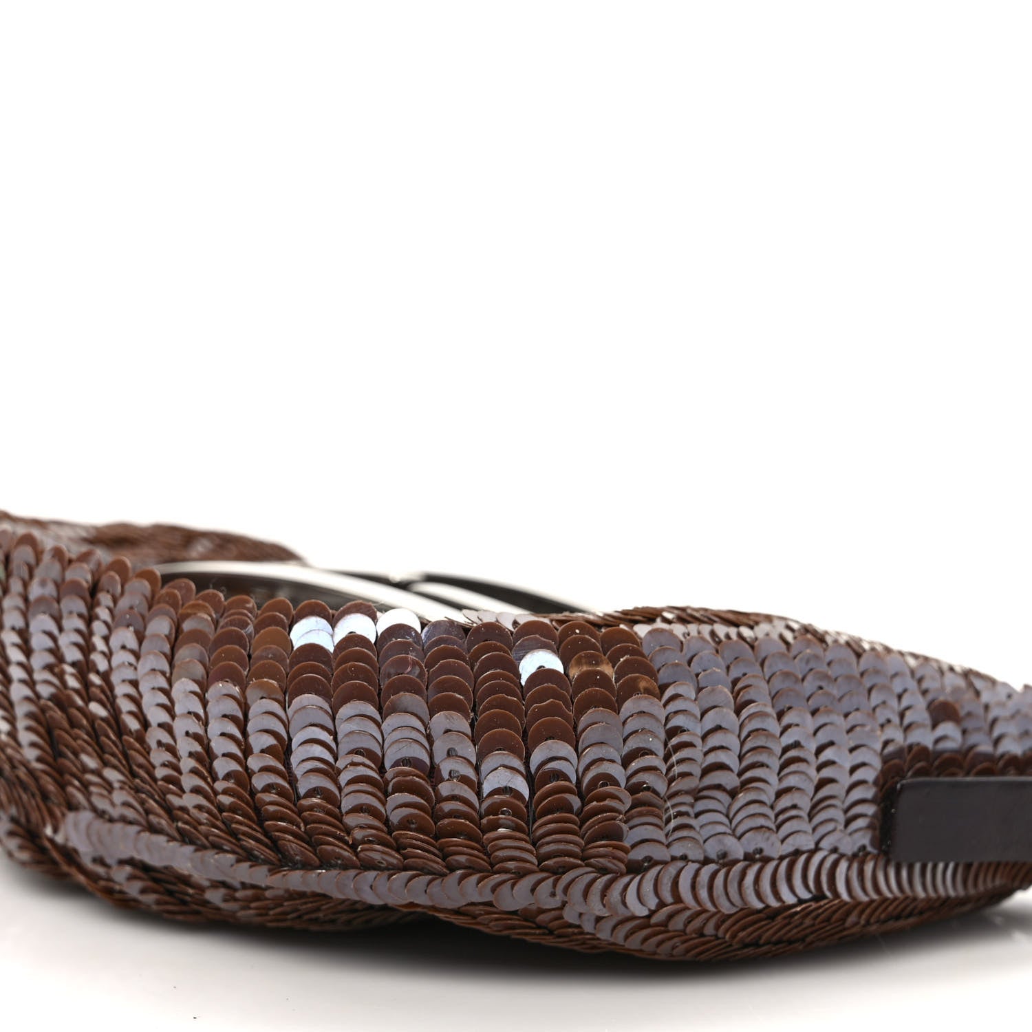Fendi Sequin Paillettes Mini Half Moon Baguette Brown 8 of 9