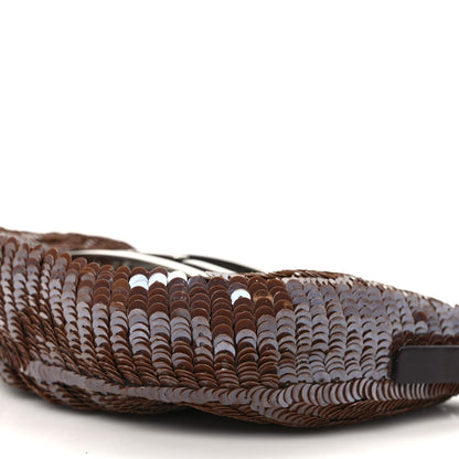 Fendi Sequin Paillettes Mini Half Moon Baguette Brown 8 of 9