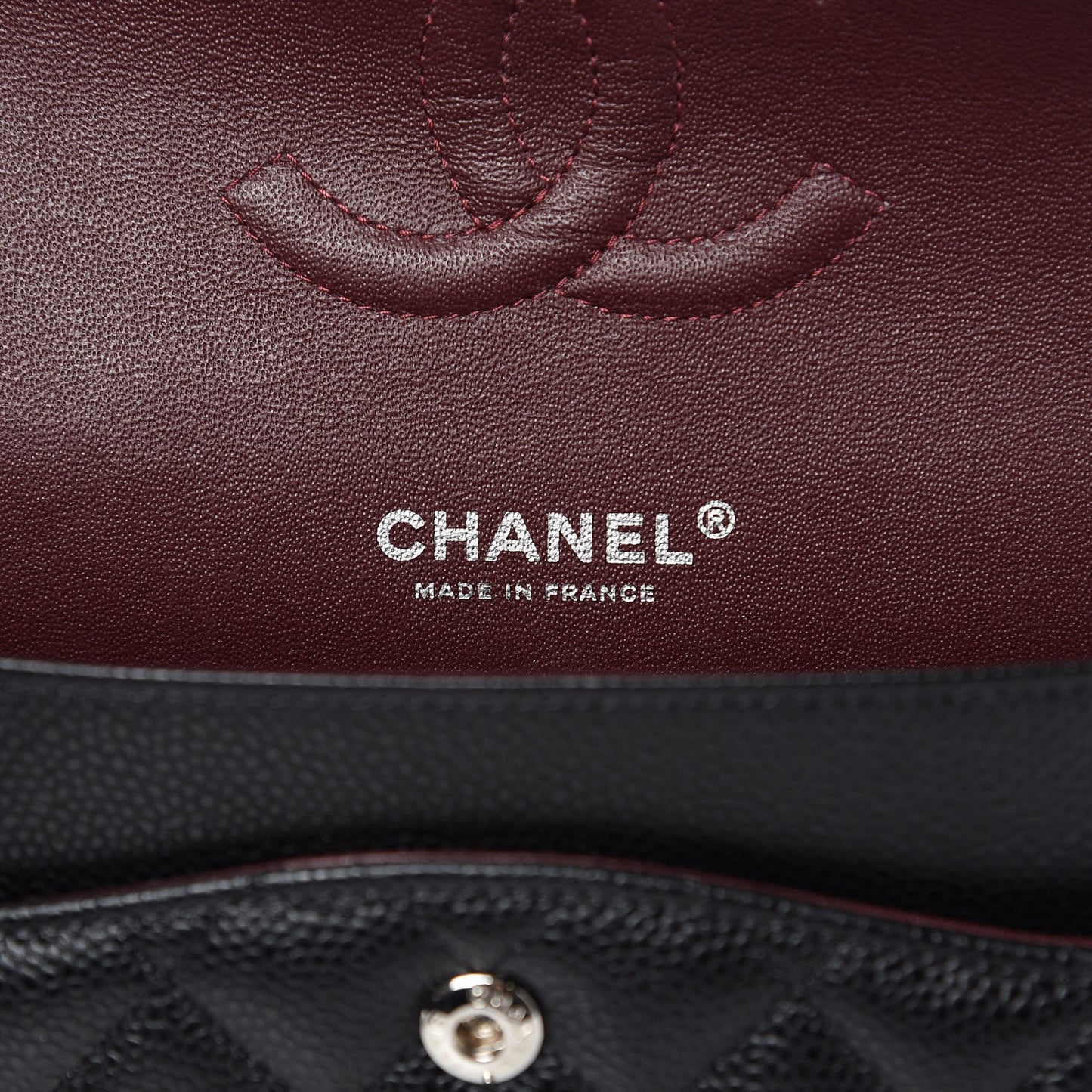 Caviar Quilted Medium Double Flap Black