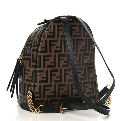 Fendi Vitello Bi-Color FF 1974 Embossed Mini Backpack Maya Black 3 of 9