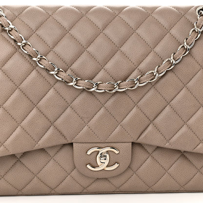 Chanel Iridescent Caviar Quilted Maxi Double Flap Beige 8 of 10