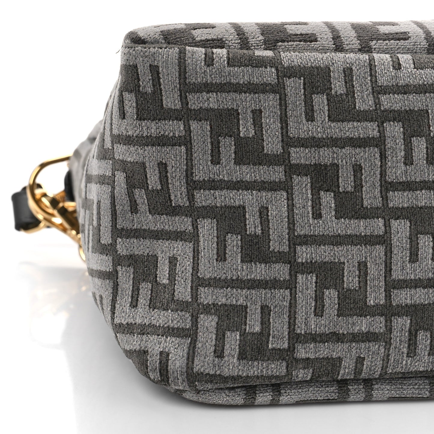 Chenille Vitello Seta Plexiglass FF Fendi O'Lock Zipper Anthracite Asfalto