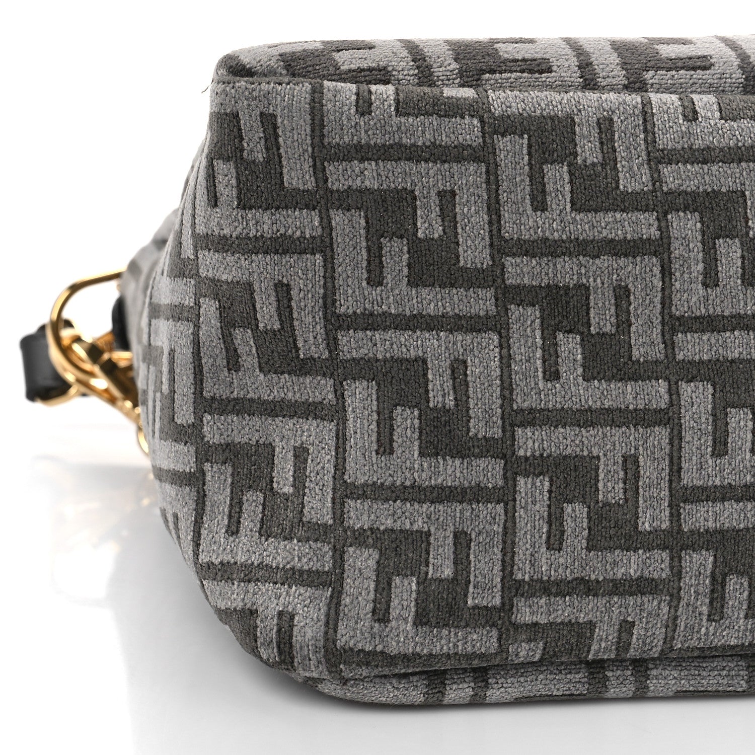Fendi Chenille Vitello Seta Plexiglass FF Fendi O'Lock Zipper Anthracite Asfalto 7 of 8