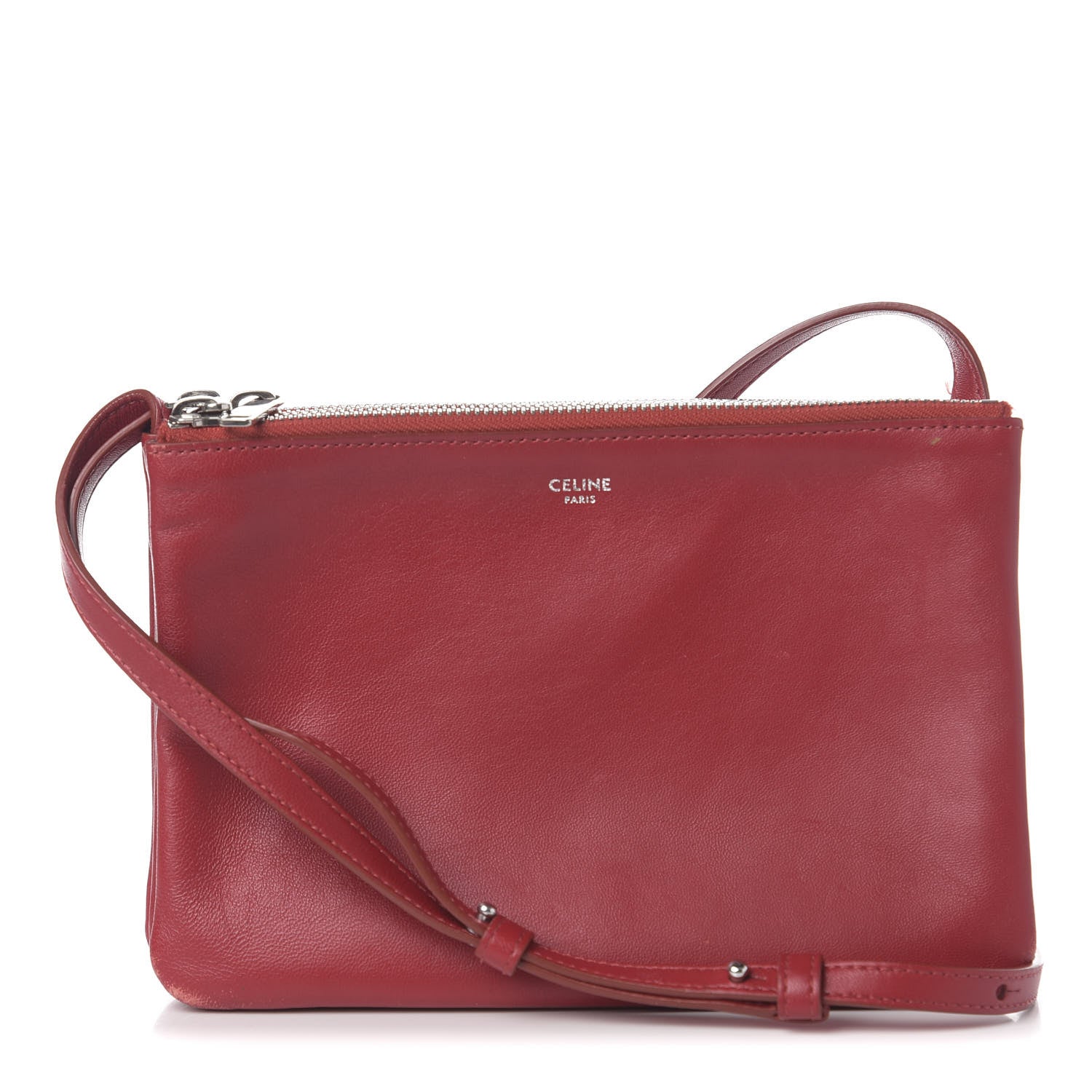 Celine Lambskin Small Trio Crossbody Bag Red 1 of 13
