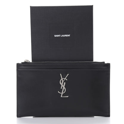 Saint Laurent Smooth Calfskin Monogram Zip Bill Pouch Black 8 of 8