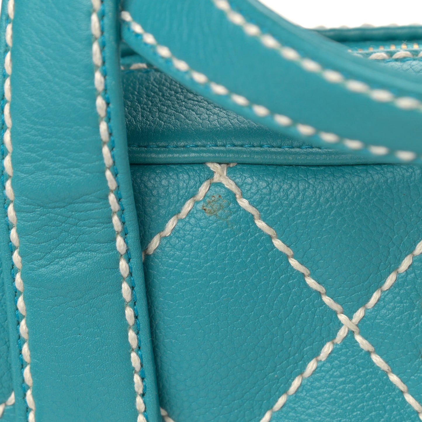 Calfskin Contrast Stitch Surpique Bowler Blue