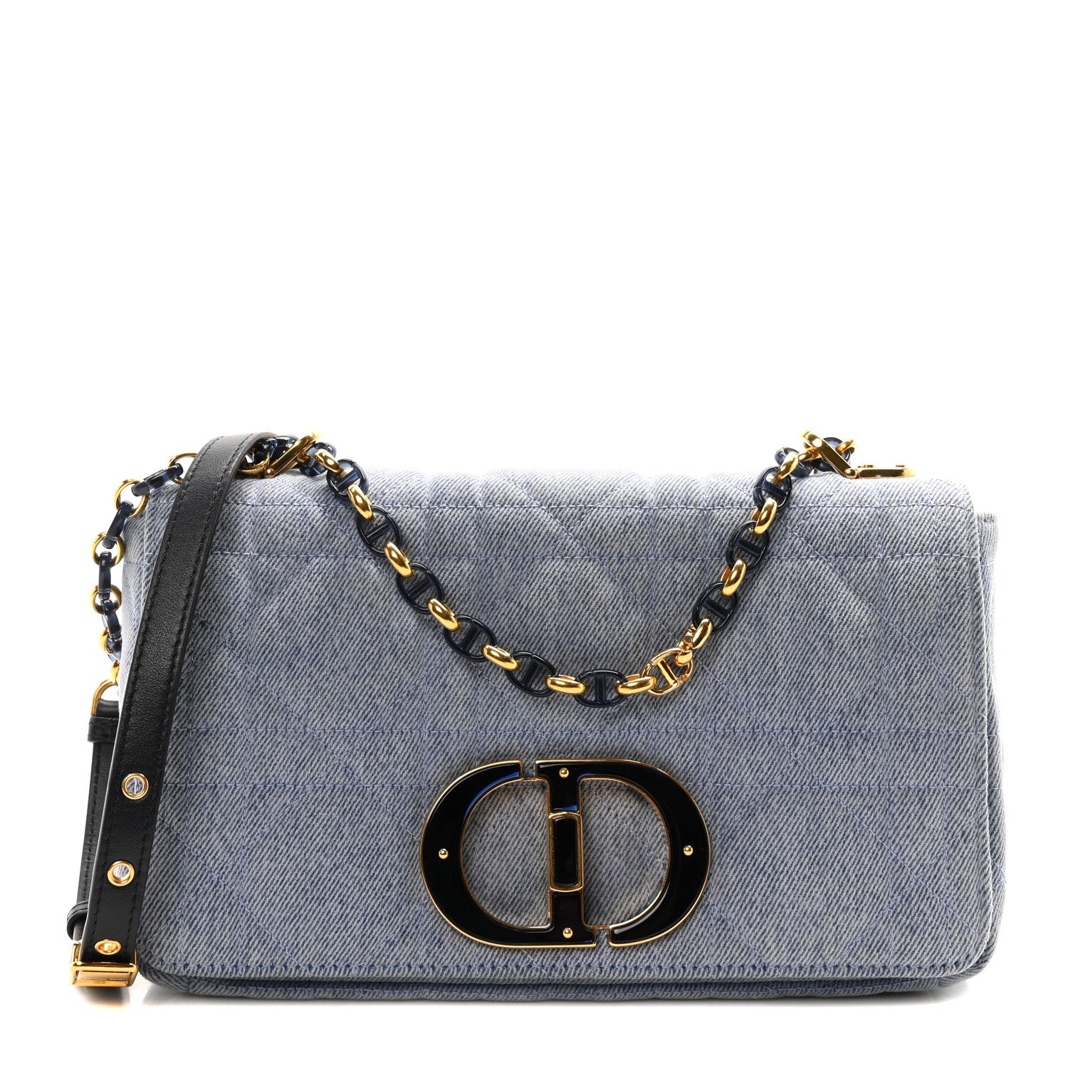 Christian Dior Denim Macrocannage Medium Caro Bag Blue 1 of 11