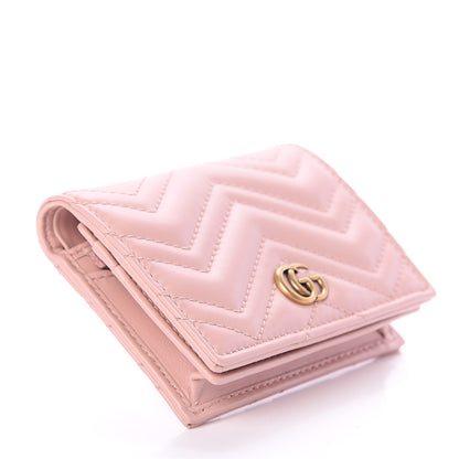Gucci Calfskin Matelasse GG Marmont Card Case Wallet Perfect Pink 3 of 5