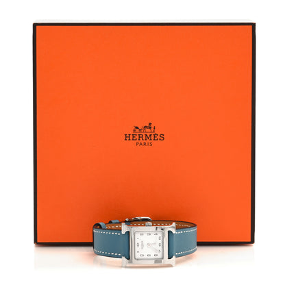Hermes Stainless Steel Swift 21mm Heure H Hour Quartz Watch Blue Jean 5 of 5
