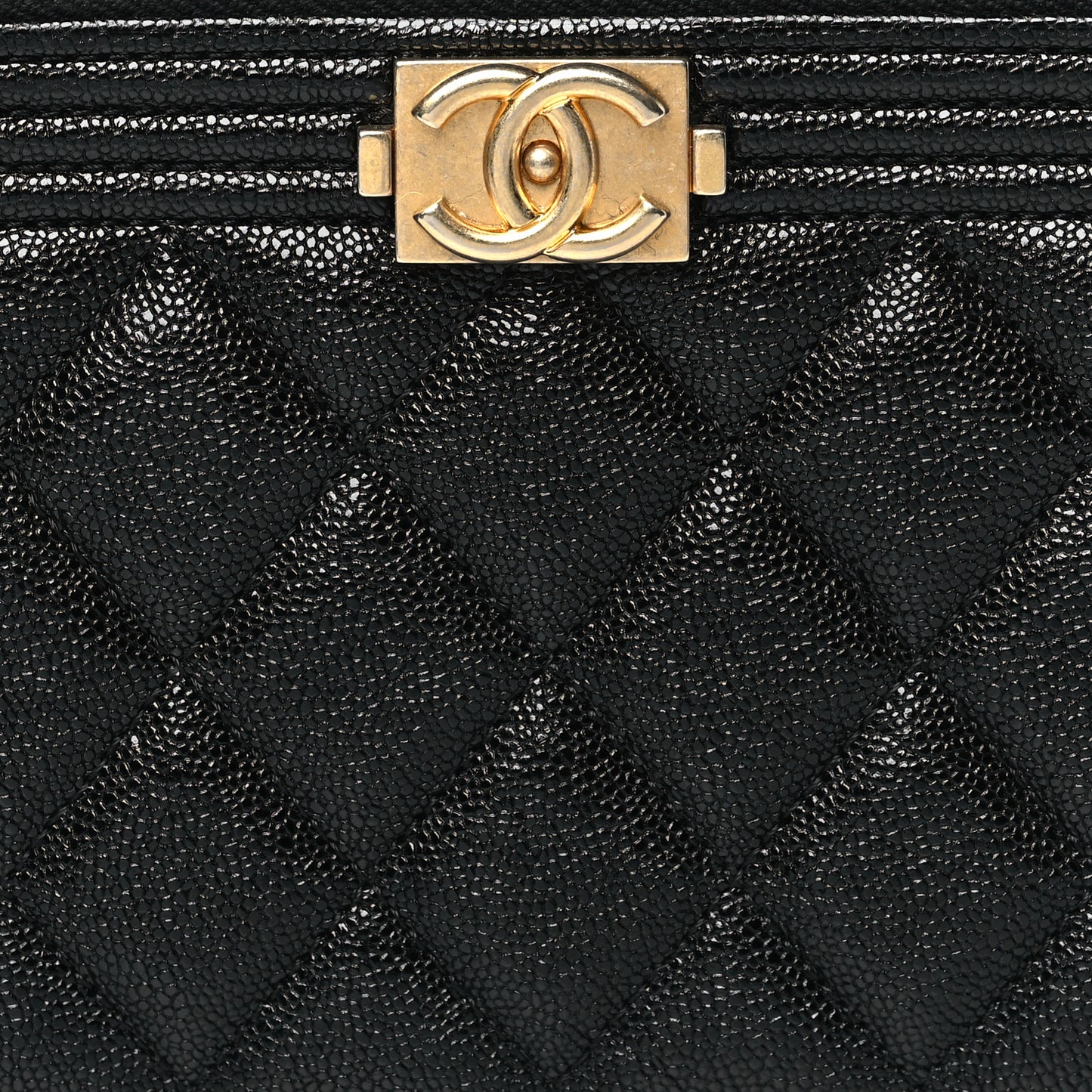 Caviar Quilted Small Boy Clutch With Chain Black