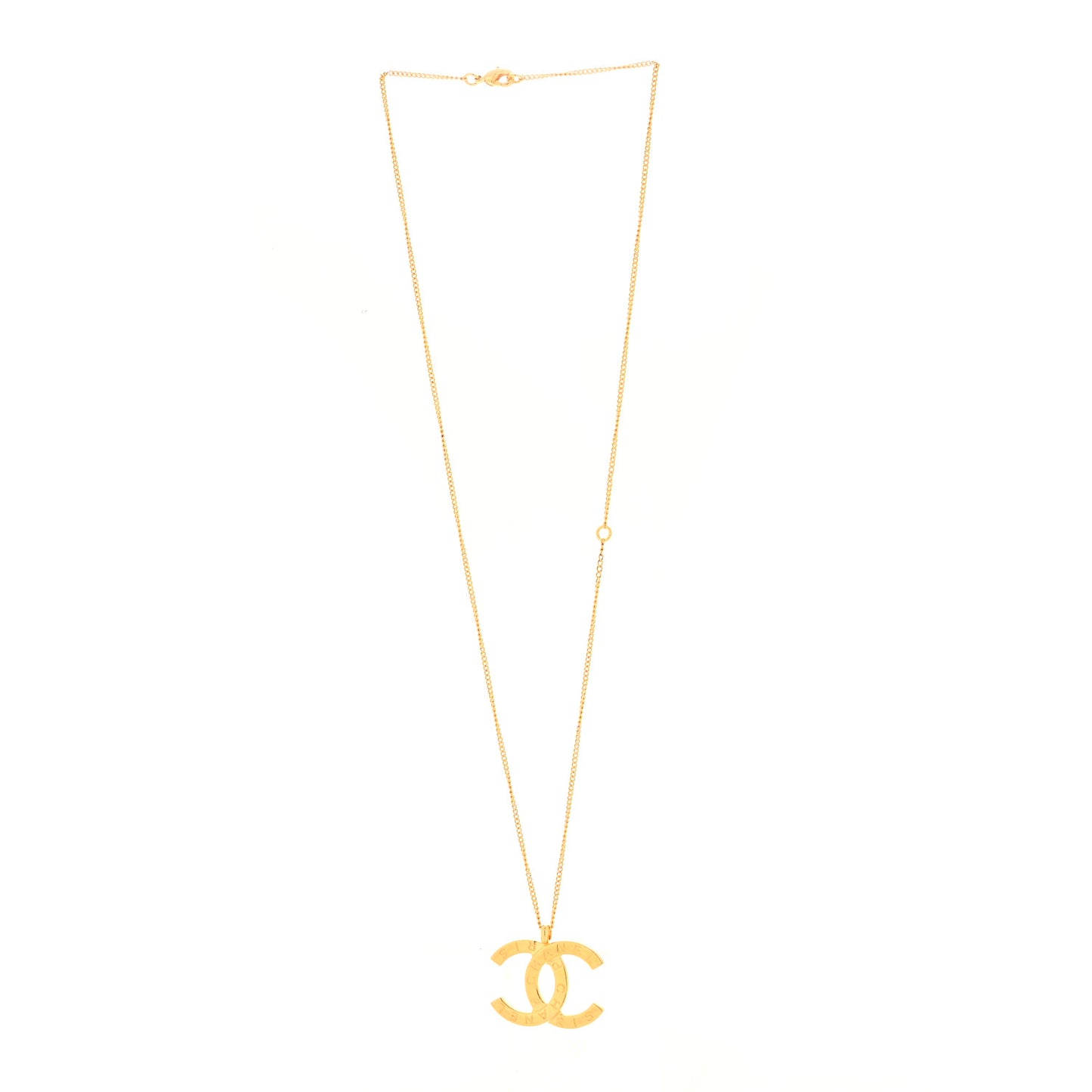 Metal CC Paris Button Necklace Gold