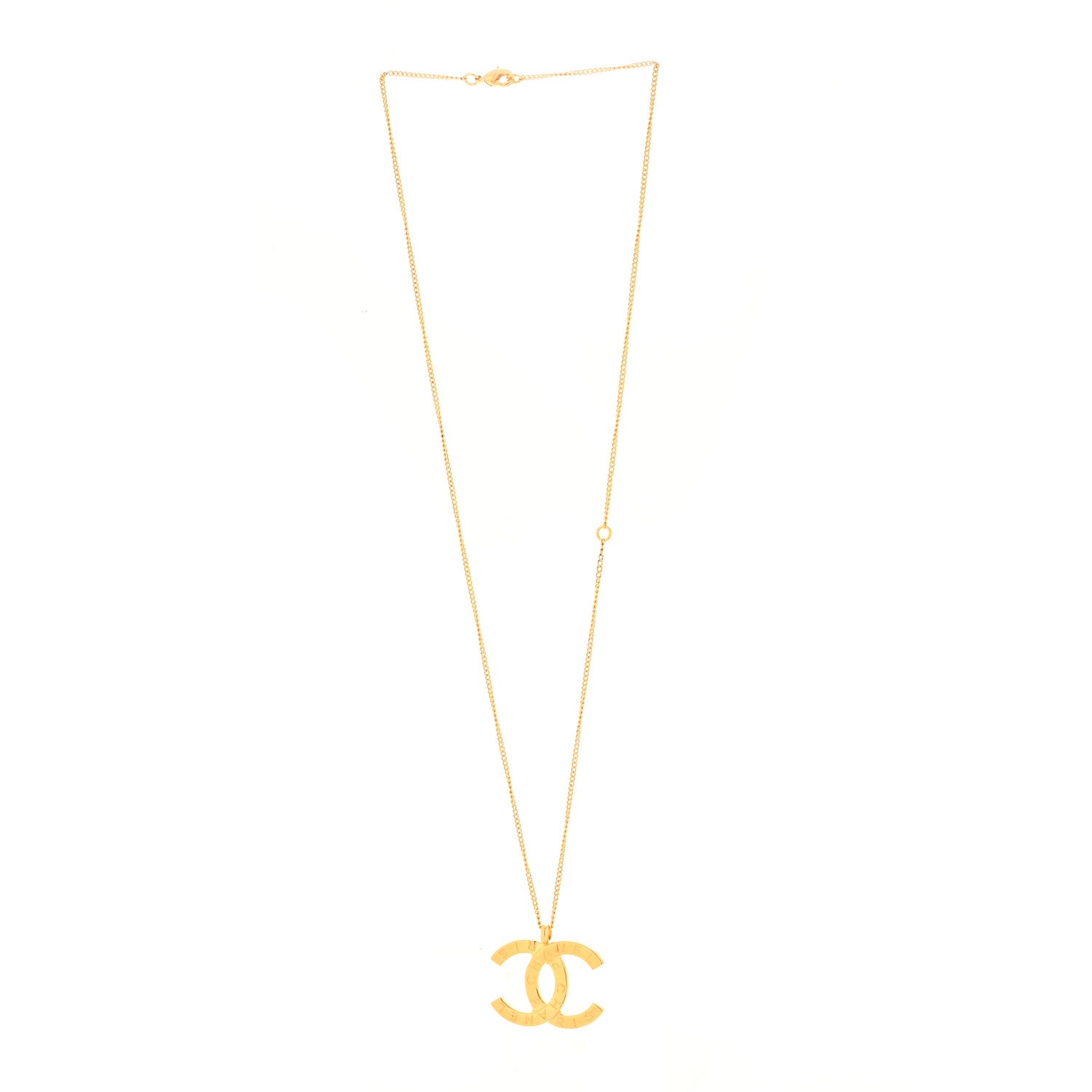 Chanel Metal CC Paris Button Necklace Gold 2 of 3