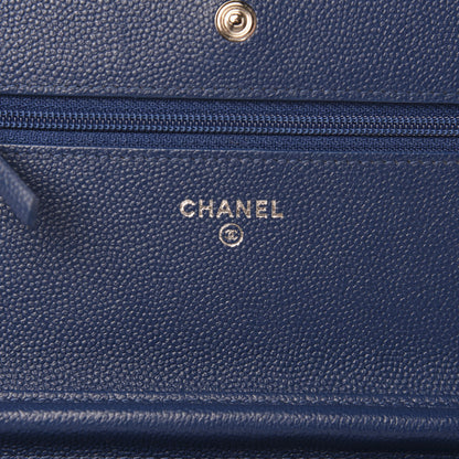 Chanel Caviar Chevron Wallet On Chain WOC Navy 8 of 12