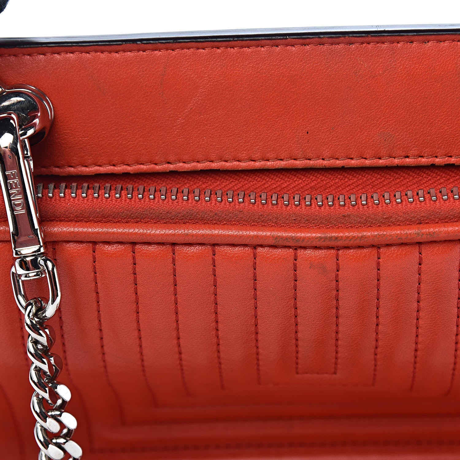 Fendi Shiny Nappa Trapuntata Small DotCom Click Top Handle Chain Satchel Papavero 14 of 28