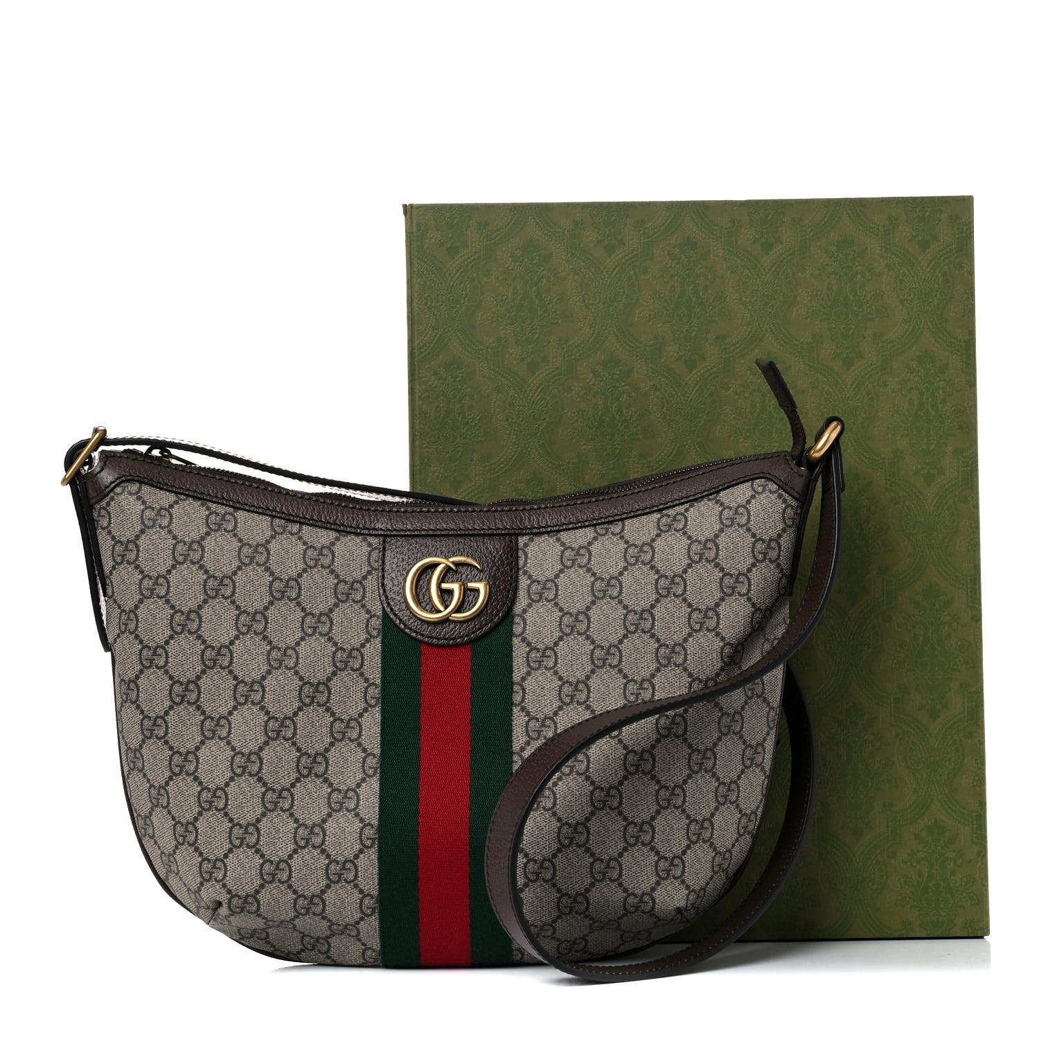 Gucci GG Supreme Monogram Web Small Ophidia Half Moon Hobo Brown 10 of 10