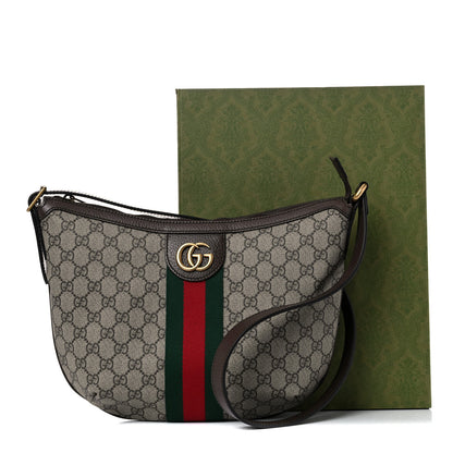 Gucci GG Supreme Monogram Web Small Ophidia Half Moon Hobo Brown 10 of 10