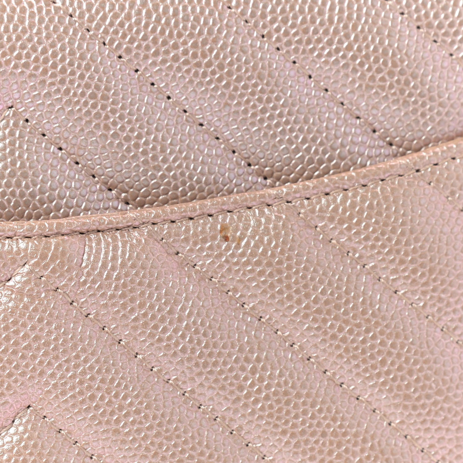 Chanel Metallic Caviar Chevron Quilted Wallet On Chain WOC Light Gold 11 of 12