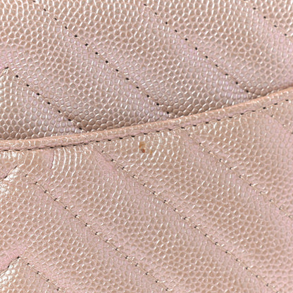 Chanel Metallic Caviar Chevron Quilted Wallet On Chain WOC Light Gold 11 of 12