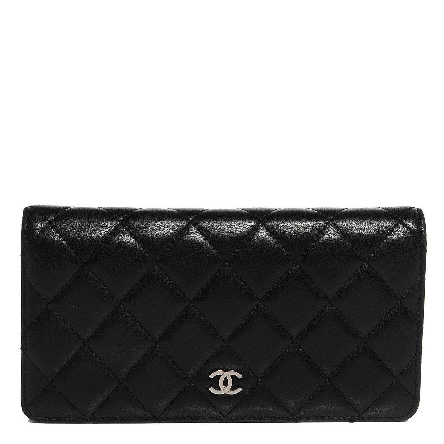 Lambskin Quilted Yen Wallet Black