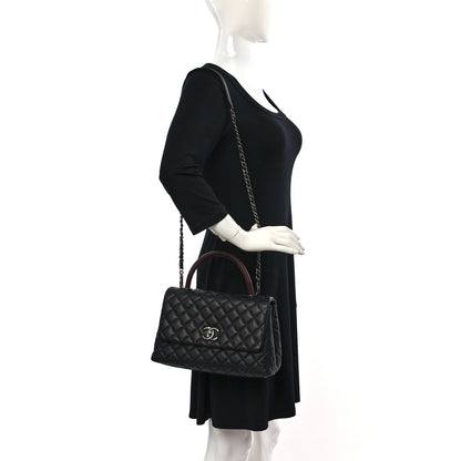 Chanel Caviar Lizard Embossed Quilted Small Coco Handle Flap Black 2 of 9