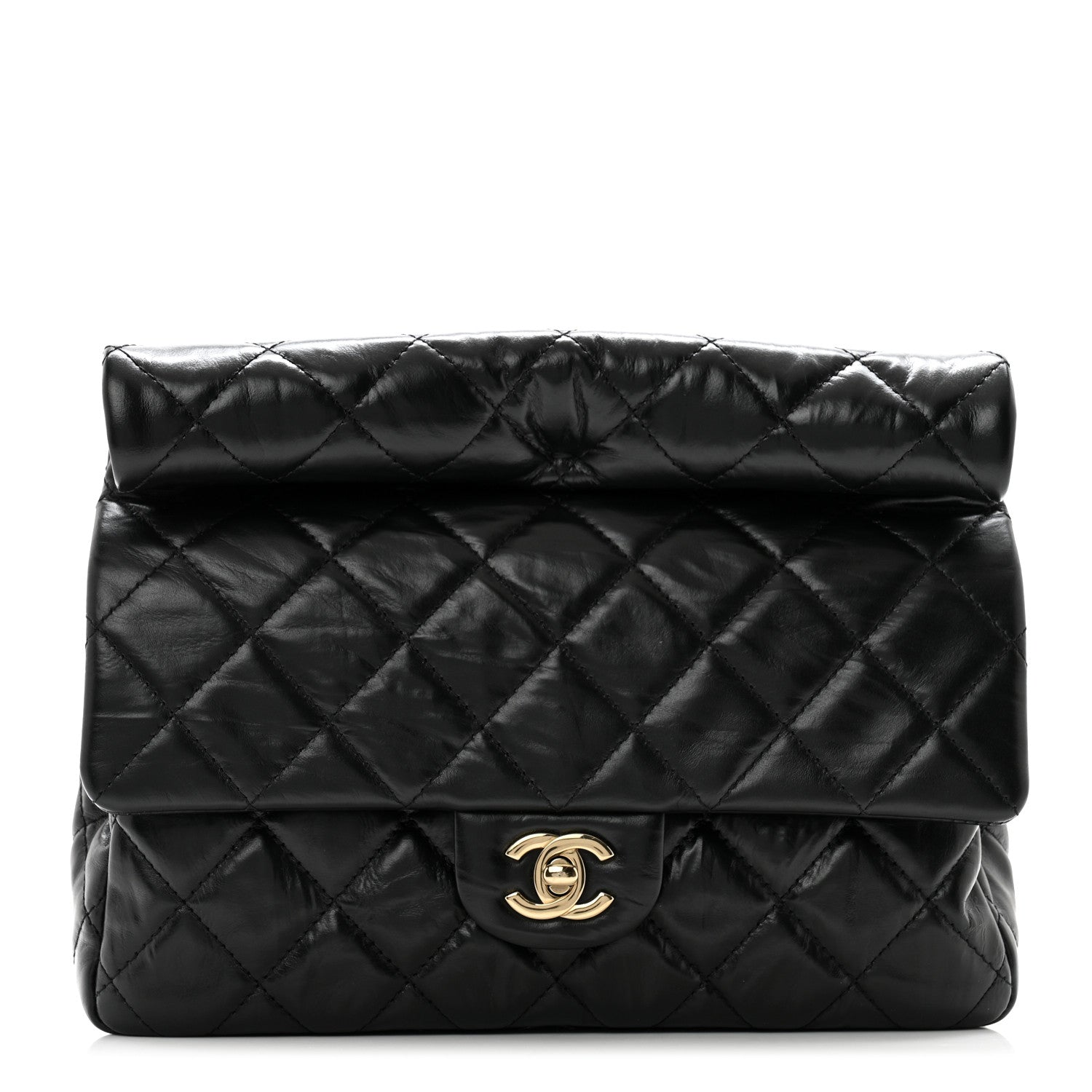 Chanel Crumpled Calfskin Quilted Clutch Black 1 of 10