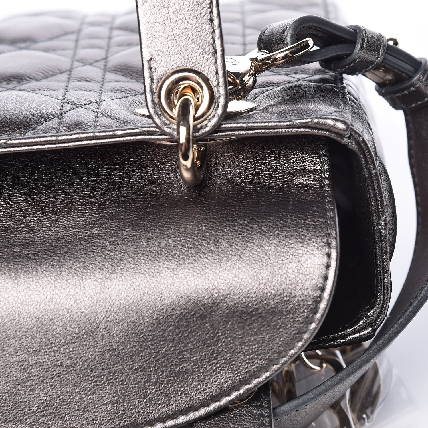 Christian Dior Metallic Grained Calfskin Cannage Small MyABCDior Gunmetal 13 of 13