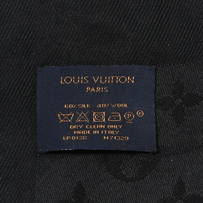 Louis Vuitton Silk Wool Monogram Shawl Black 2 of 4