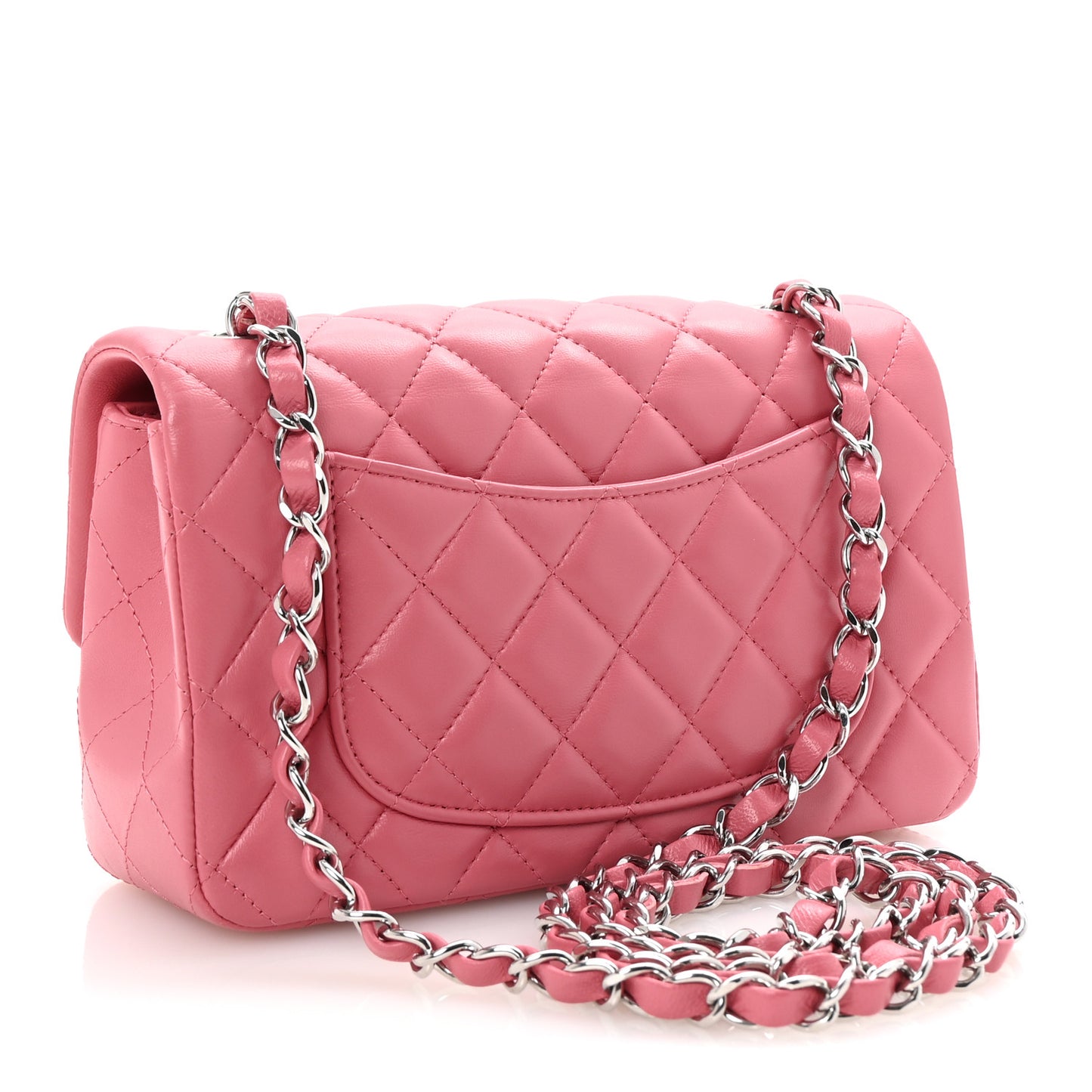 Lambskin Quilted Mini Rectangular Flap Pink