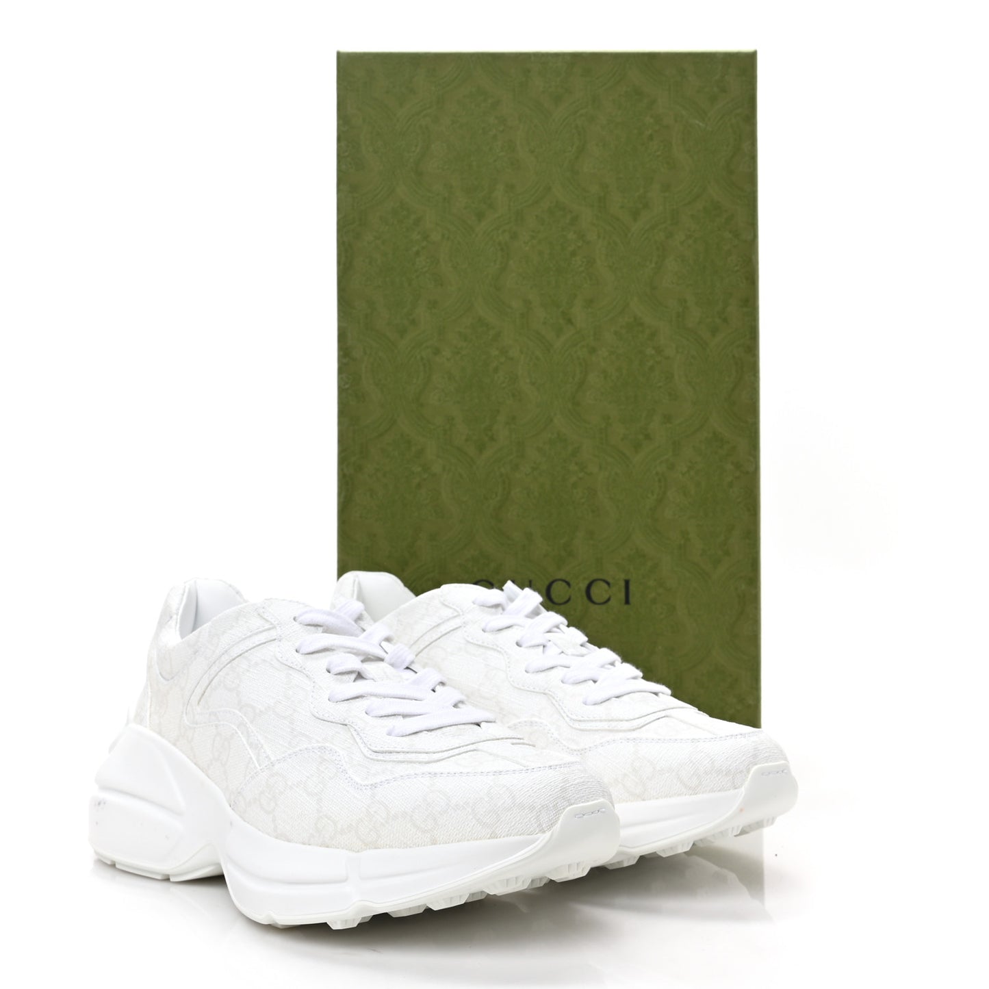GG Supreme Monogram Womens Rhyton Sneakers 37 White