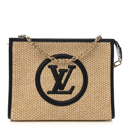 Louis Vuitton Raffia Calfskin Monogram Giant Pouch 1 of 9