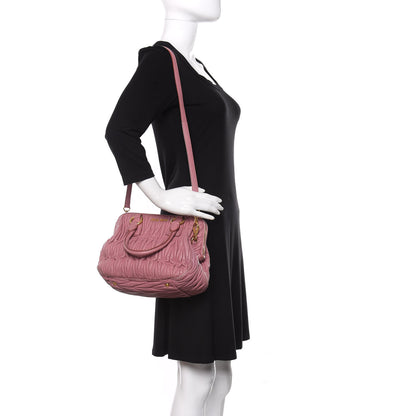 Miu Miu Nappa Matelasse Top Handle Bowler Rosa 2 of 13