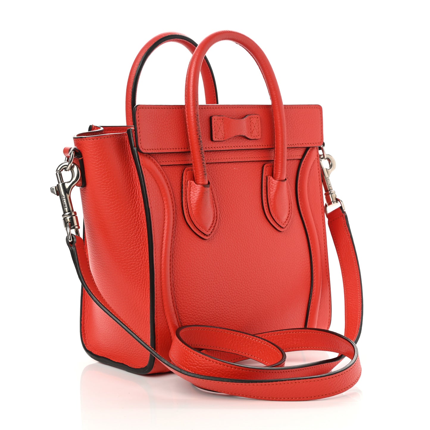 Drummed Calfskin Nano Luggage Coquelicot