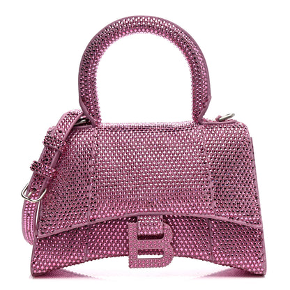 Balenciaga Strass Suede Hourglass Top Handle Bag XS Pink 1 of 16