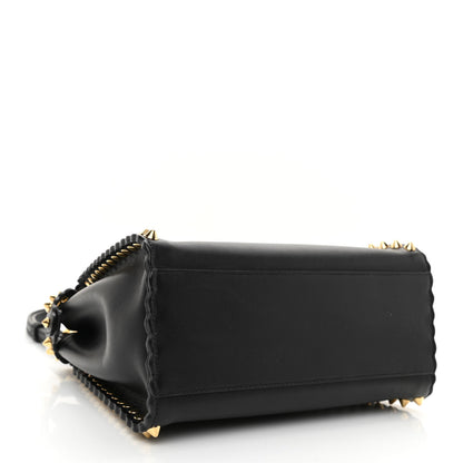 Fendi Vitello Seta Shiny Nappa Scalloped Studded Mini Peekaboo Iconic Satchel Black 4 of 9