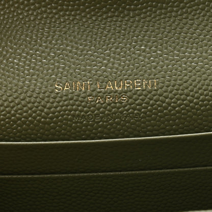 Saint Laurent Grain De Poudre Matelasse Chevron Small Monogram Envelope Wallet Light Sage 6 of 9