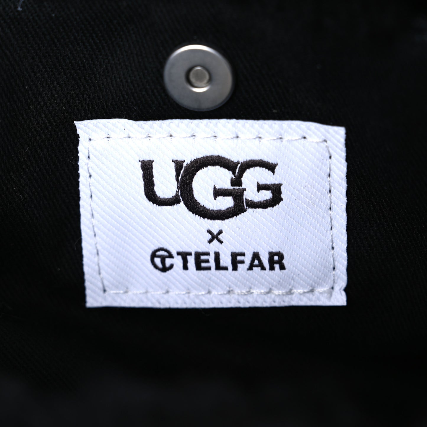 X UGG Crinkle Patent Shearling Small Shopping Bag Black