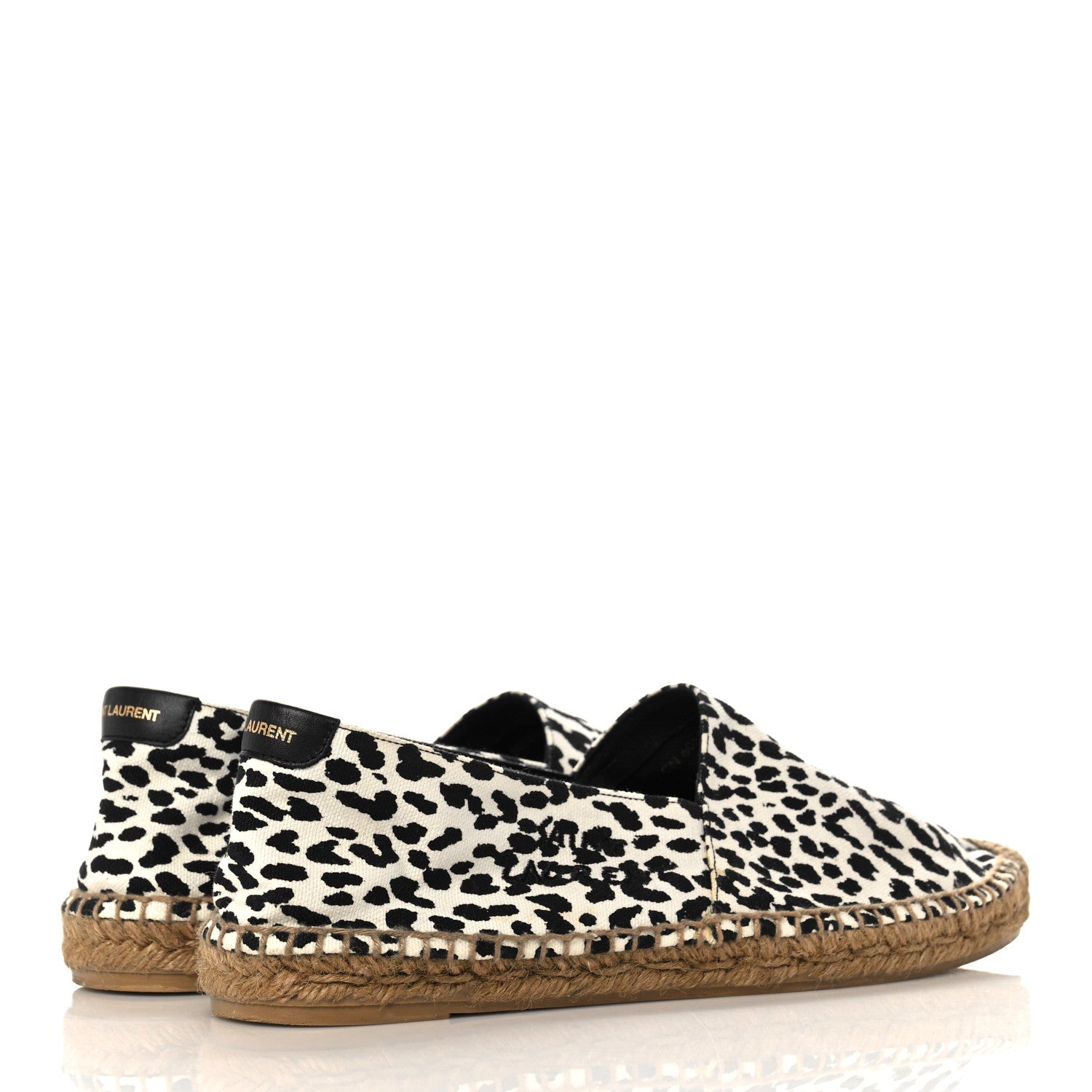 Saint Laurent Canvas Leopard Print Espadrilles 41 Latte Black 4 of 7