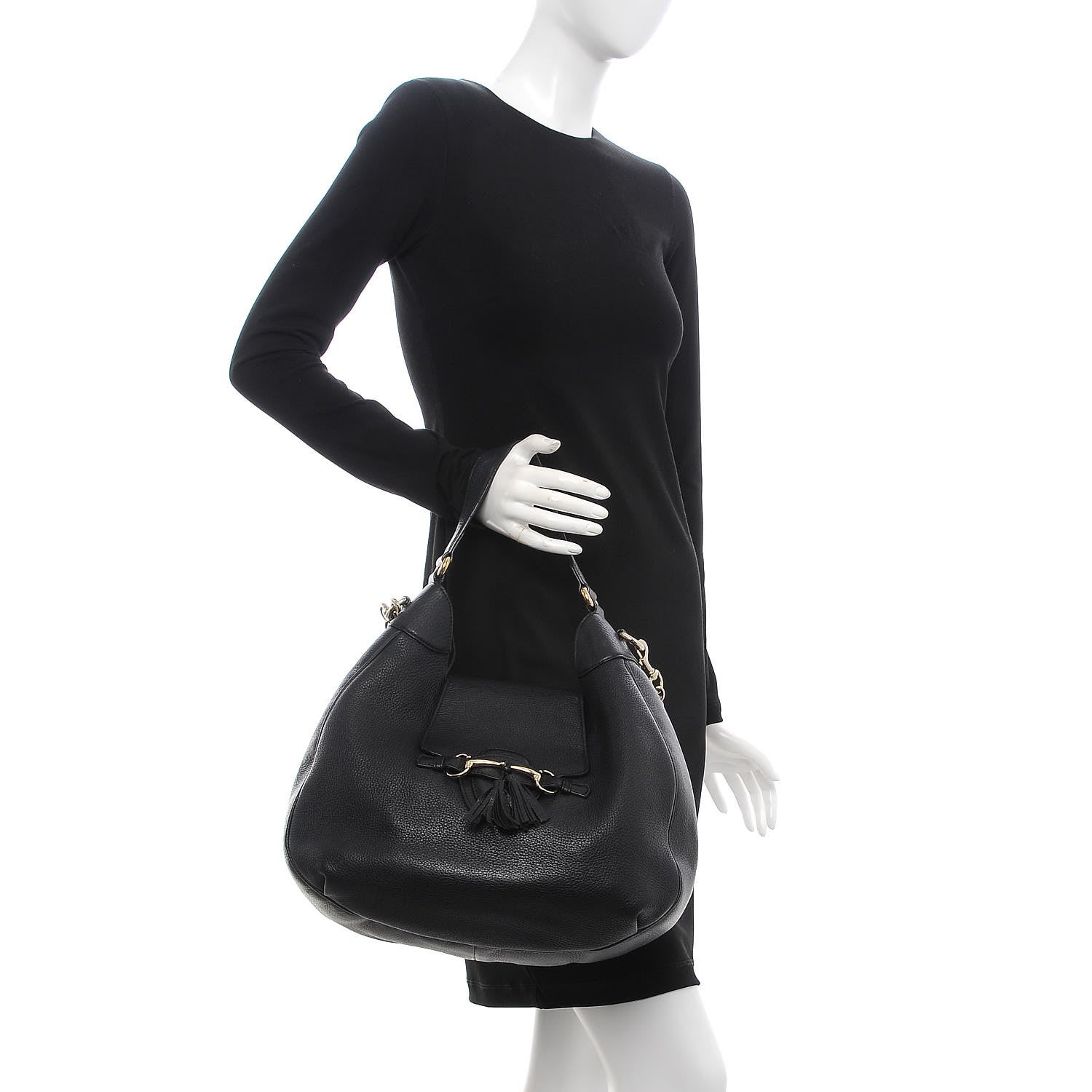 Gucci Pebbled Calfskin Medium Emily Hobo Black 2 of 15