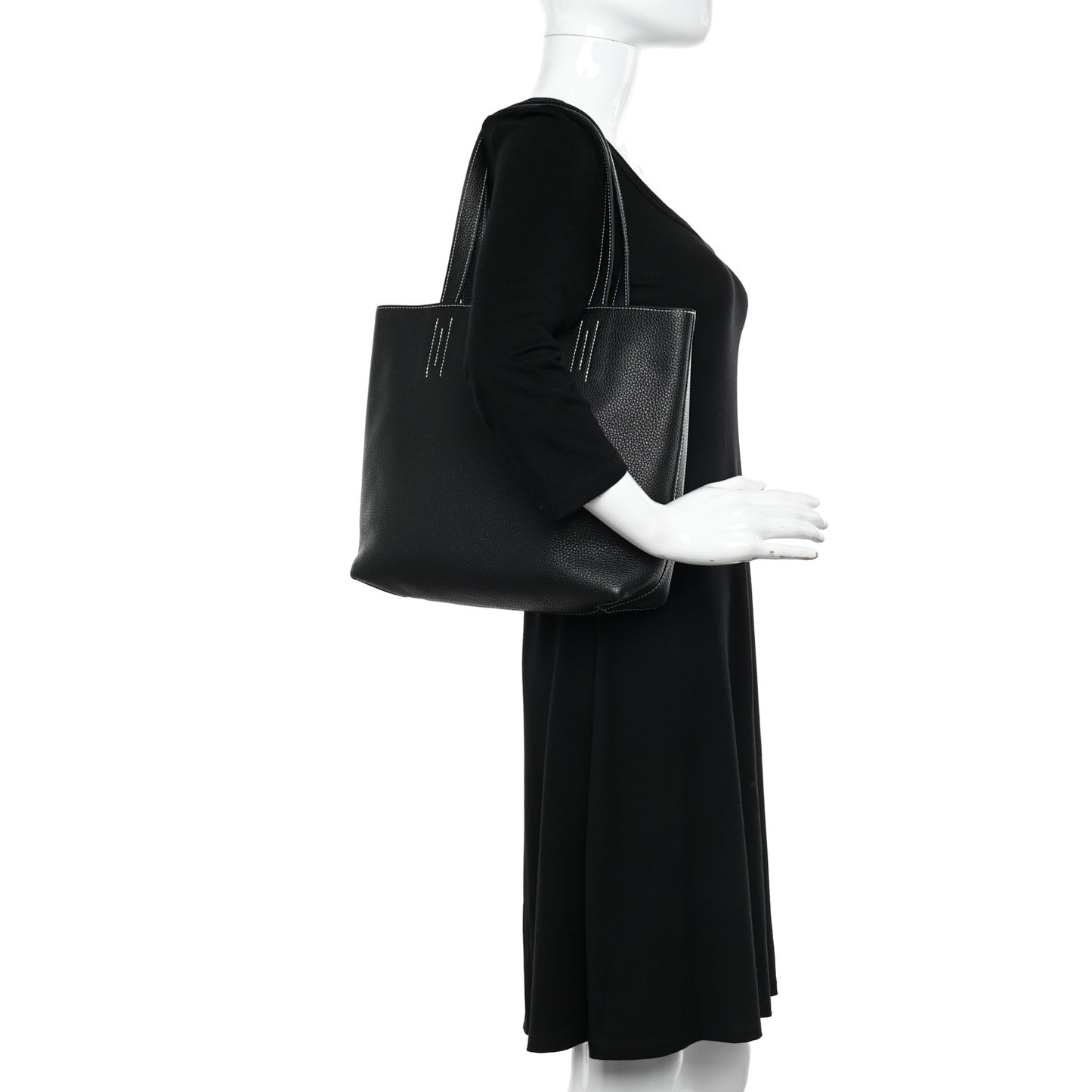 Taurillon Clemence Double Sens 30 Reversible Tote Bleu Nuit Black