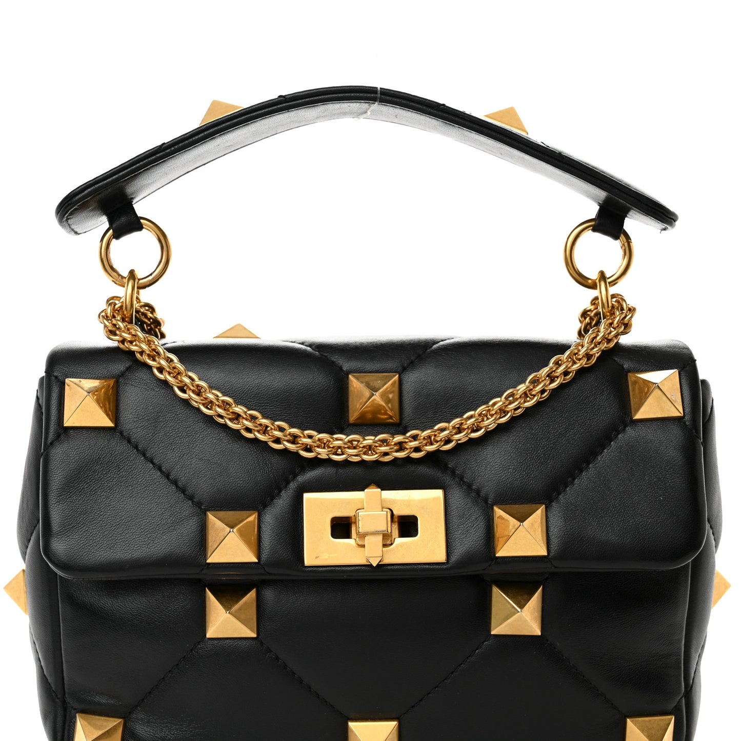 Nappa Medium Roman Stud Shoulder Bag Black