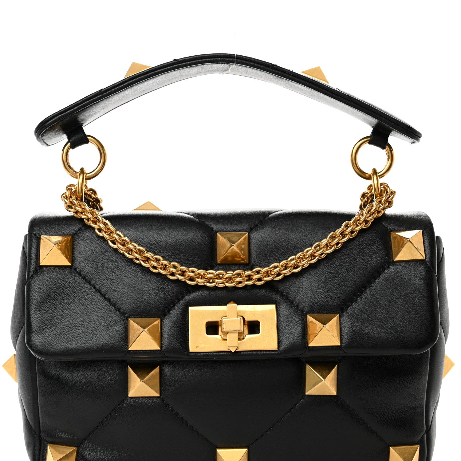 Valentino Garavani Nappa Medium Roman Stud Shoulder Bag Black 7 of 14
