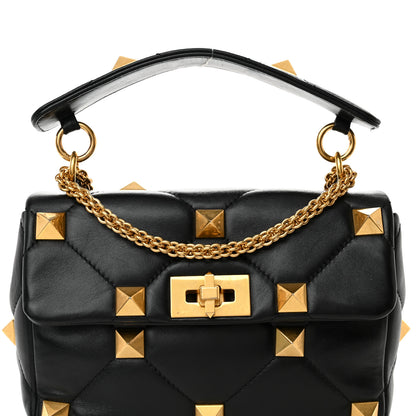 Valentino Garavani Nappa Medium Roman Stud Shoulder Bag Black 7 of 14