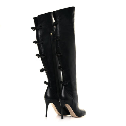 Valentino Garavani Calfskin Bow Over the Knee Boots 38 Black 4 of 8