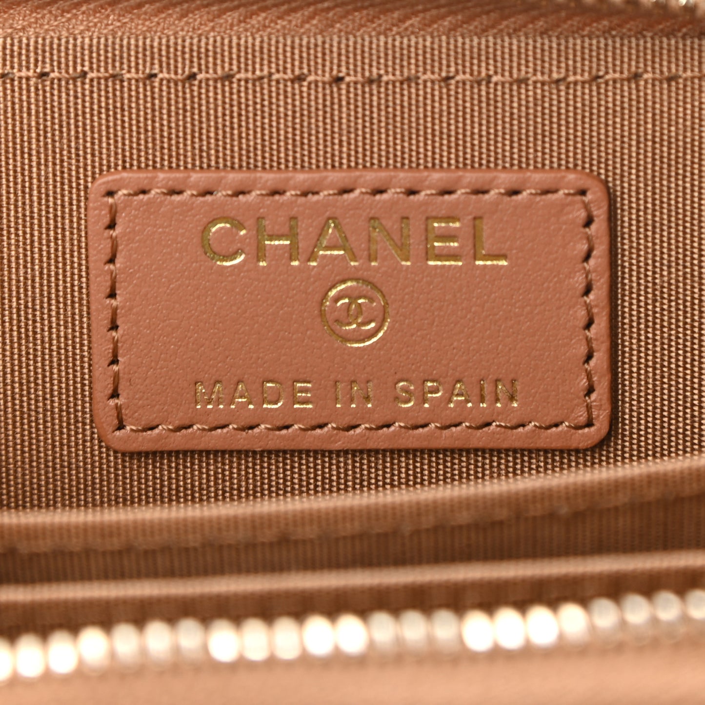 Lambskin Quilted Chanel 19 Zip Around Coin Purse Wallet Brown