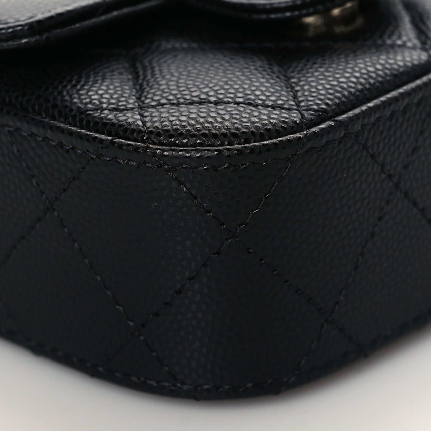 Caviar Quilted Mini Clutch With Chain Black